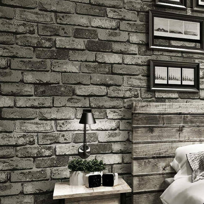 10m Effect Brick Wallpaper Slate Stone Textured Light Grey Wall Paper Roll Decor