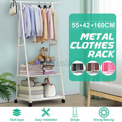 Heavy Duty Clothes Rail Rack Metal Storage Garment Shelf Hanging Display Stand