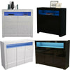 High Gloss Bed Sideboard Cupboard LED Buffet Door Cabinet with 2/3 Doors Storage