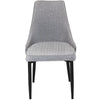 Pair of Classic Grey Fabric Material Upholstered Dinner Dining Chairs Black Legs