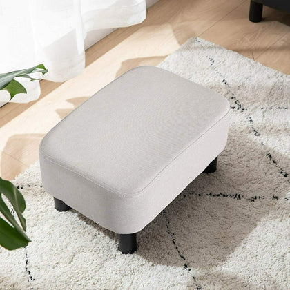 Linen Fabric Padded Stool Bench Footstool Pouffe Ottoman Living Bedroom Footrest