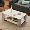 Coffee Table 2 Tier Console Table Bottom Shelf Storage Retro Living Room Table