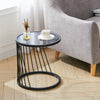 Home Grey Glass Top Nesting Coffee Table with Black Iron Frame Sofa Living Room