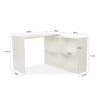 Mondeer White L-shaped Computer Desk Corner PC Table Workstation with 4 Shelves