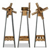 Wooden Windmill Garden Planter Rustic Wood Finish & Rotating Sails Outdoor Stand