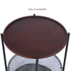 Side Table, Coffee Tea Table, Round Sofa Table Tray With Fabric Storage Basket