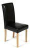 Faux Leather Dining Chairs Black Brown Cream Grey or White With Oak Stain Legs