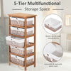 Wicker 5 Drawers Units Wooden Storage Cabinet Basket Natural