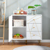 1 Door 3 Drawer Sideboard with Golden Hairpin Legs Storage Cabinet Buffets White