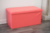 DOUBLE LARGE 2 SEATER OTTOMAN STORAGE BOX FAUX LEATHER FOLDING POUFFE SEAT TOY