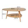 Household Furniture Oval Top Table Living Room Coffee Table Two-story Wooden Leg
