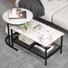 Set of 2 Coffee Nesting Table Set Detachable 2-Tier Sofa Side Table Faux Marble