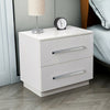 RGB LED Light White Bedside Table Cabinets Nightstand with 2 Drawers High Gloss