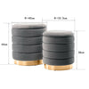 FILLIPA VELVET STORAGE OTTOMAN ROUND POUFFE FOOTREST VANITY DRESSING SEAT STOOL
