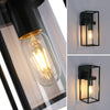Vintage LED Rectangular Wall Light Clear Metal Lantern Garden Wall Lamp Sconce