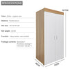 Tall Soild Wooden Wardrobe 2Door Bedroom Storage Hanging Bar Clothes Rail Hanger