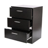 Modern Retro3 Drawers Bedside Table Nightstand Cabinet Bedroom StorageHome Black