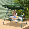Outdoor 3-person Metal Porch Swing Chair Bench Canopy Green
