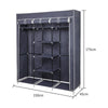 Mondeer Canvas Wardrobe Fabric Shelving Storage Cupboard Hanging Rail Grey