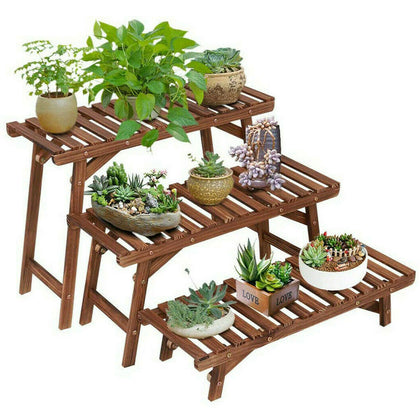 3Pcs Detachable Ladder Shelf Display Stand Shelving Unit Garden Rack Step Style