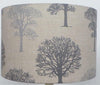Grey/Silver linen Trees beige background Lampshade, Ceiling Shade or Table Lamp