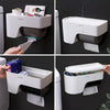 Wall Mounted Bathroom Paper Holder Roll Tissue Plastic Box Toilet Storage Stand