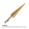 3pcs Step Cone Drill Bit Set HSS Steel Titanium Coated Hex Shank Hole Cutter