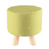 Luxury Padded Wooden Footstool Round Stool Wooden 4 Legs Living Room Bedroom UK
