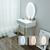 Wooden Dressing Table Modern Makeup Desk Dresser LED Lighted Mirror with Stool