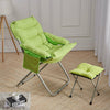 Folding Sleeper Chair with Stool Tufted Fabric Recliner Leisure Lounge Lazy Sofa