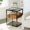 Industrial Metal Bedside Table Nightstand End Table Storage Shelves with Drawer