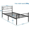 3ft Single Metal Bed Frame Iron Platform Bed w/ Headboard Slatted Support Black