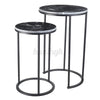 2x Marble Coffee Table 2 Round Side End Centre Table Living Room Furniture Black