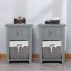 2x Modern Chic gery Bedside Tables Small fresh Storage Wicker Basket