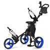 3 Wheels Golf Push Cart Golf Pull Trolley 4 Height Positions W/ Umbrella Holder