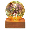 Room Night Light 3D Firework Glass LED Bedside USB Rechargeable Desk Table Lamp