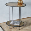 Oval Brass Finish Side Table Living Room Storage Display Furniture