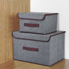 Folding Grey Fabric Storage Box With Lid Cloth Basket Home Organizer Large Small