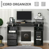 Black Wooden Desk with Drawers PC Workstation Office Computer with Keyboard Tray