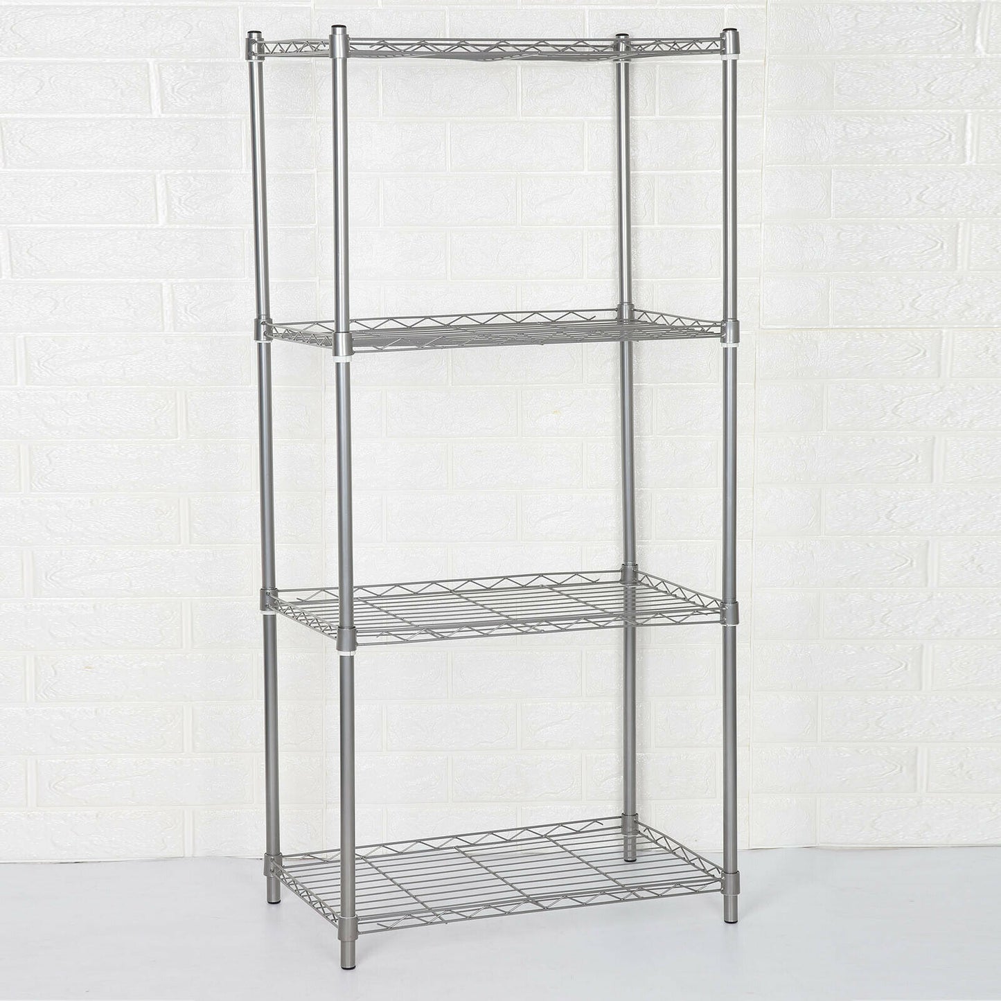 4 Tier Silver Metal Storage Rack/Shelving Wire Shelf Kitchen/Office Unit Stand