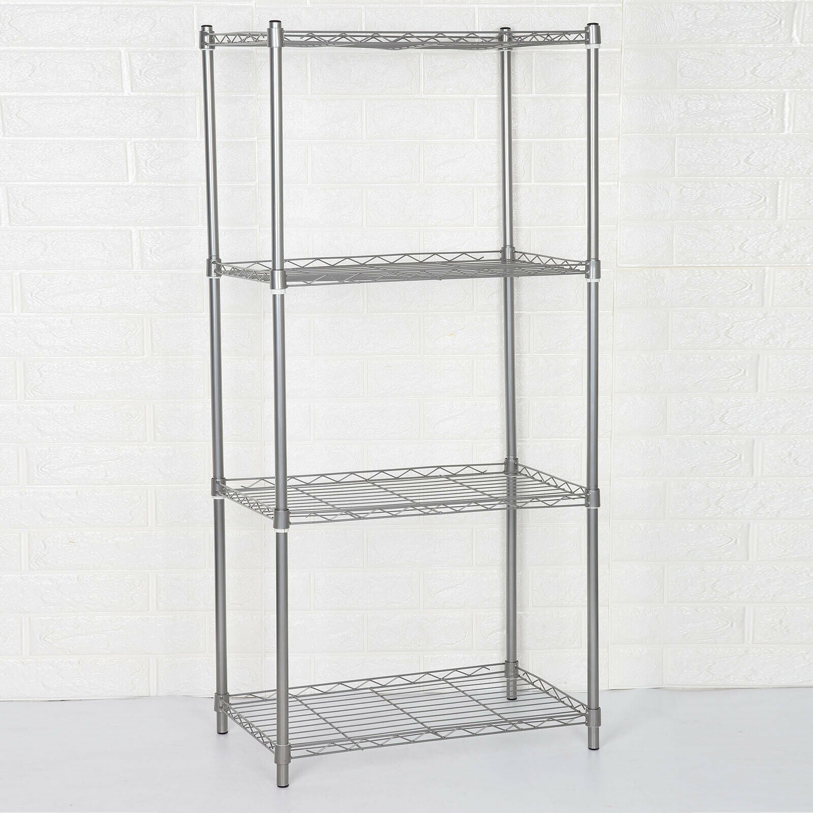 4 Tier Silver Metal Storage Rack/Shelving Wire Shelf Kitchen/Office Unit Stand