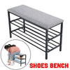 Metal Shoe Rack Bench Shoe Storage Cabinet Organizer Stand Grey Seat Cushion