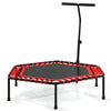 Folding Fitness Trampoline Adults Kids Exercise Bouncer W/ Adjustable Handrail