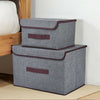 Folding Grey Fabric Storage Box With Lid Cloth Basket Home Organizer Large Small
