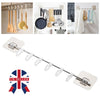 6 Hooks Holder Wall Hooks Movable Fixture Storage Rack Rail Utensil Tool Kitchen