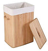 Bamboo laundry hamper clothes storage foldable basket organizer bag lid single