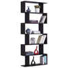 6 Shelf Bookcase Modern S-Shaped Z-Shelf Style Bookshelf Multifunctional