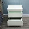 Modern Nightstand Bedside Table W/ 2 Drawer LED Light High Gloss White Black NEW