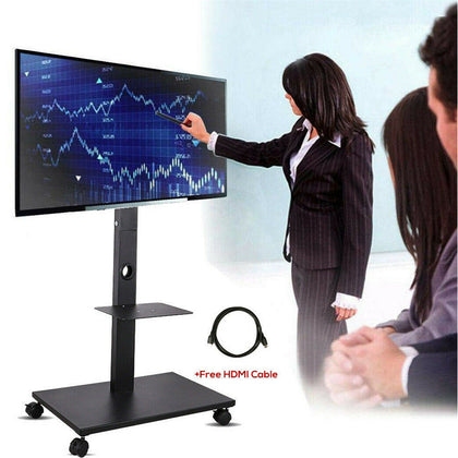 UNHO Floor TV Stand Tilt 15° with Mount and Mobile Wheel Universal for 32-65