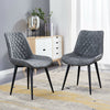 2x Slope Dining Chairs Fabric Curved Seat Black Metal Legs Kitchen Living Room